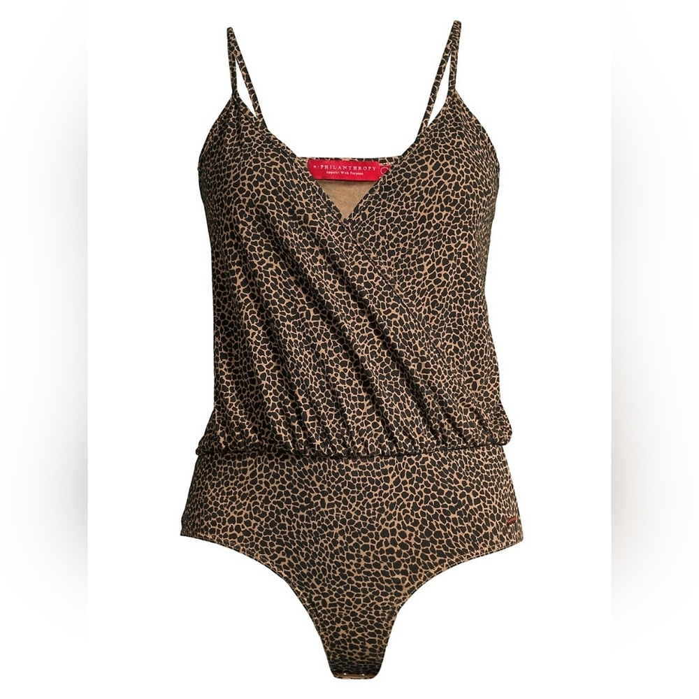 N:PHILANTHROPY Peppermint Cheetah Print Ruched Bodysuit Size Small